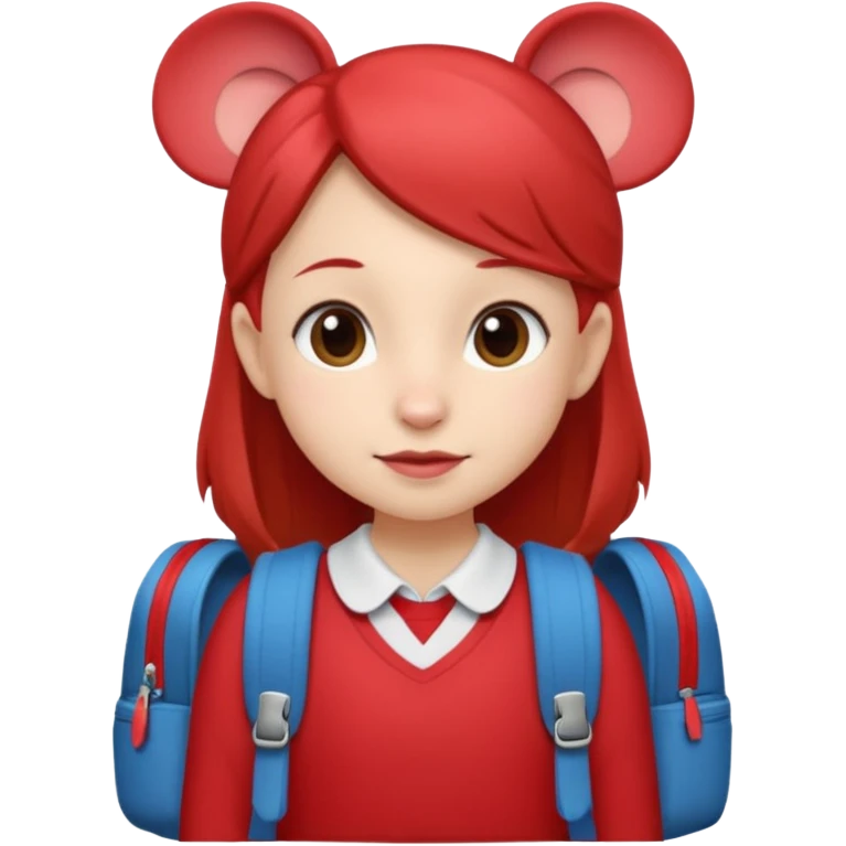 Petite souris avec jupe rouge à l'école emoji