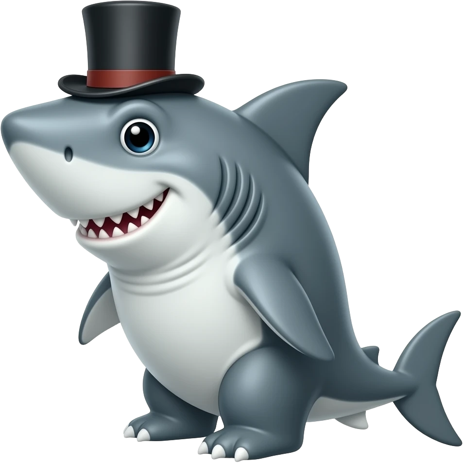 Shark with a top hat emoji