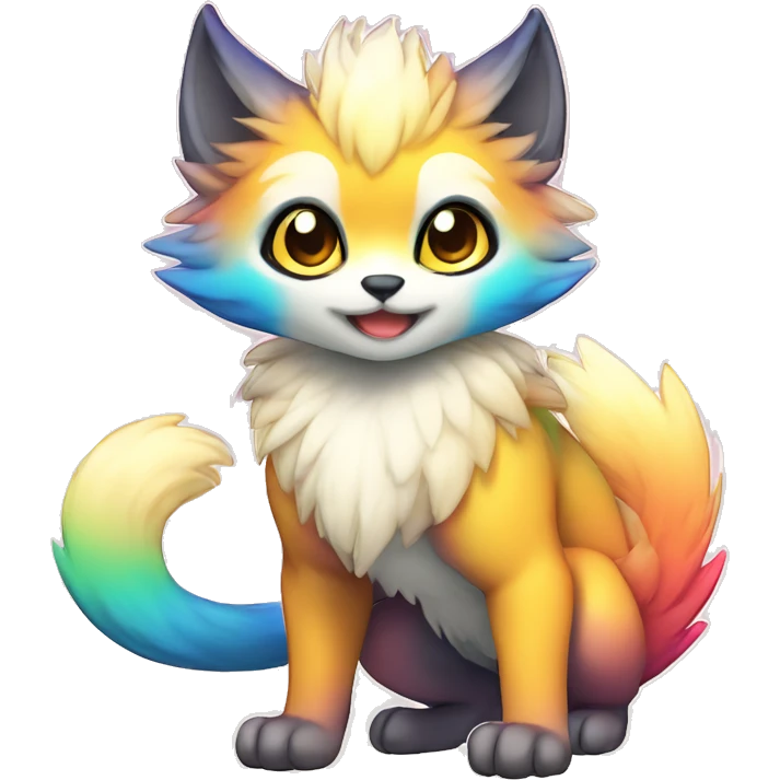 shiny, colorful, gradient, Kemono-style, Chibi, Anthro-Fur-Sona-Fakémon, Full Body emoji