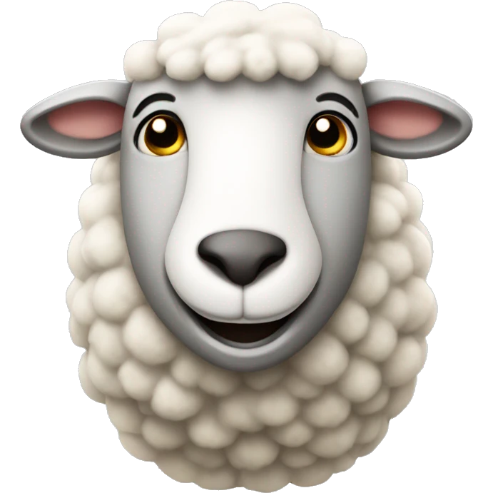 A sheep with a cheesy smile emoji