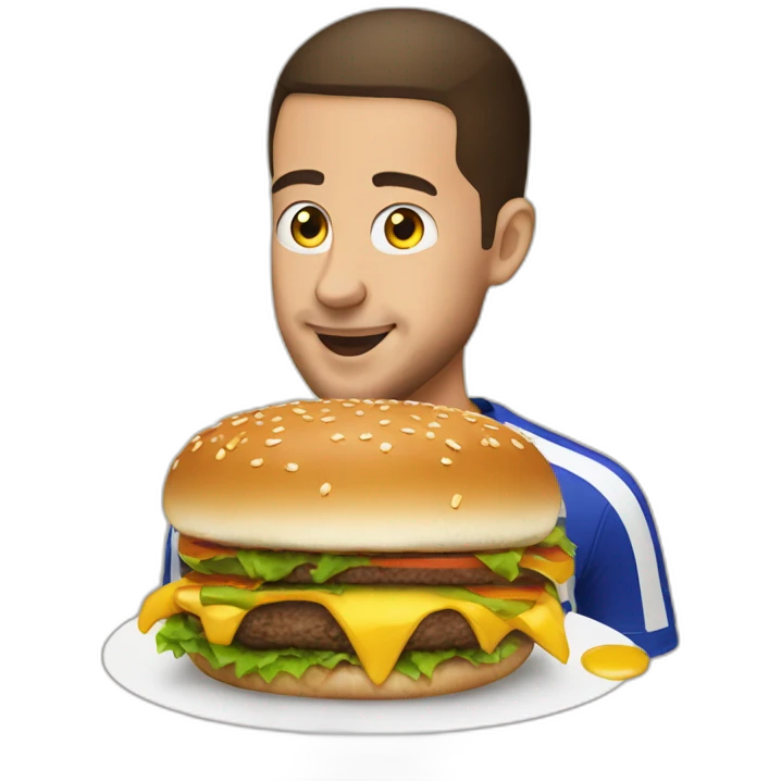 Eden Hazard with a burger emoji