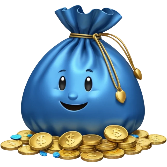 blue coins inside a money bag  emoji