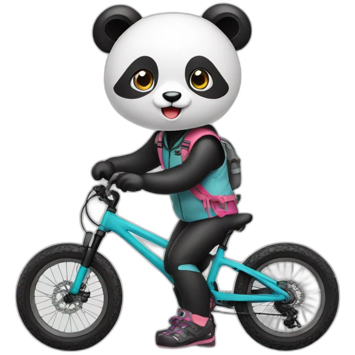 Cute Panda girl with mountain bike emoji