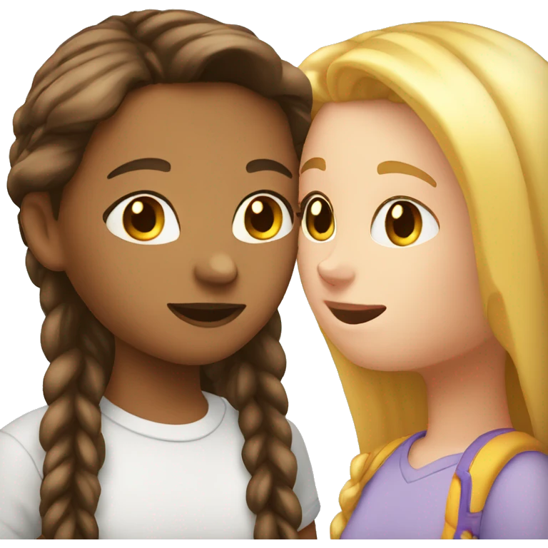 White teen girl is talking with white teen girl emoji