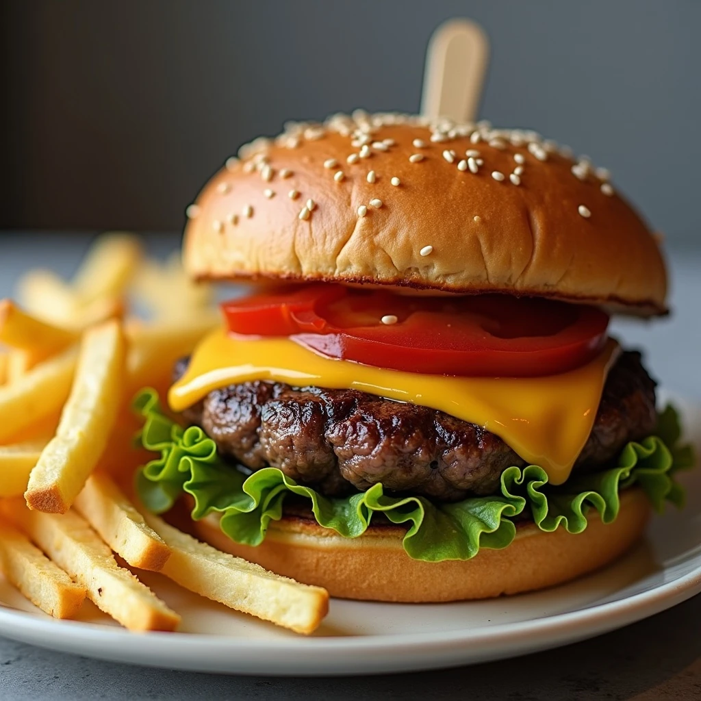 burger and fries emoji