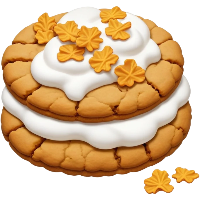 Big butterscotch cookie with cornflakes and marshmallow sauce emoji