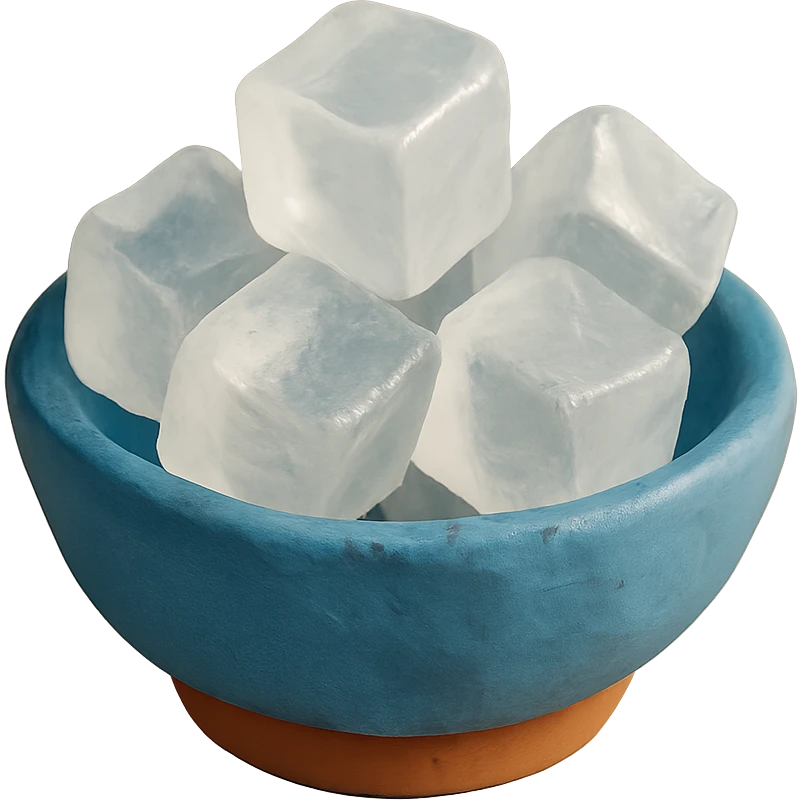 claymation style ice cubes in a bowl emoji