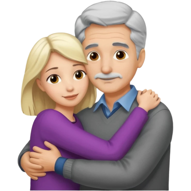Blonde lady hugging a gray haired man emoji