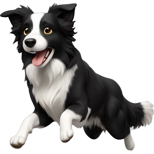 Border collie jumping over anvil emoji