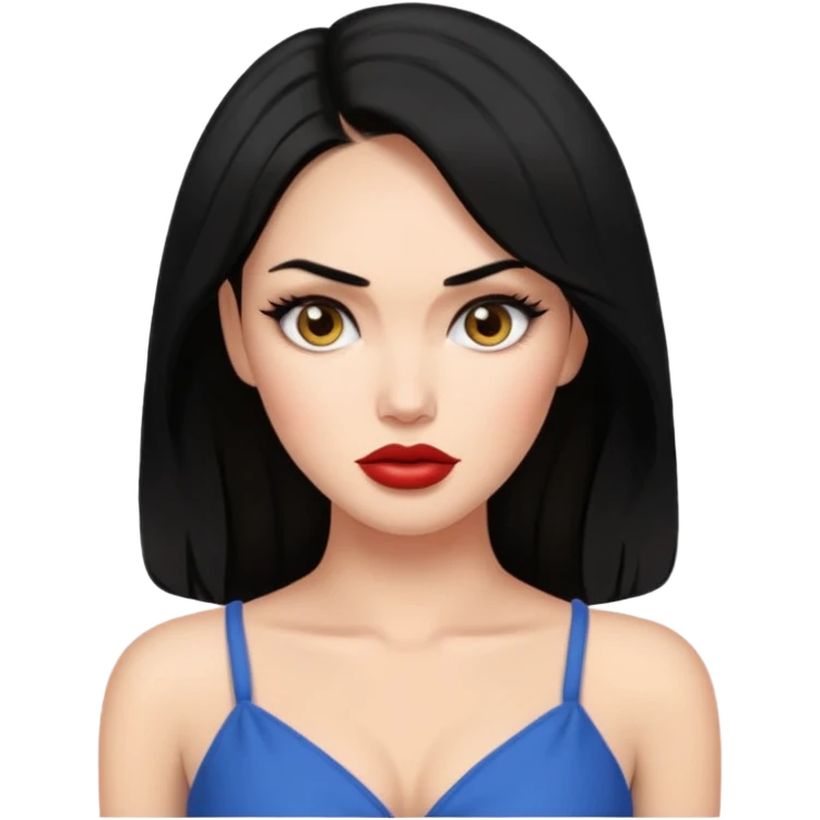 “Emoji girl, femme fatale, black hair. megan fox vibes emoji