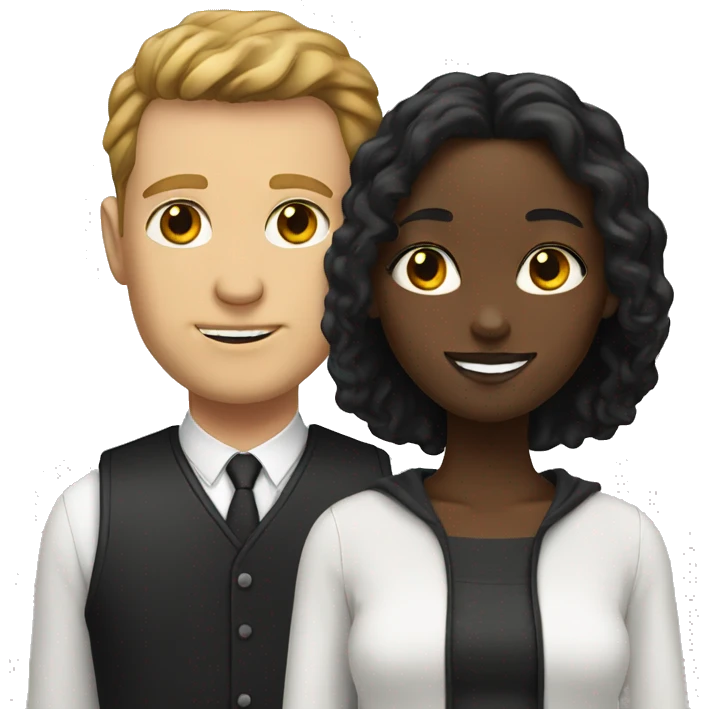 White man and black girl emoji