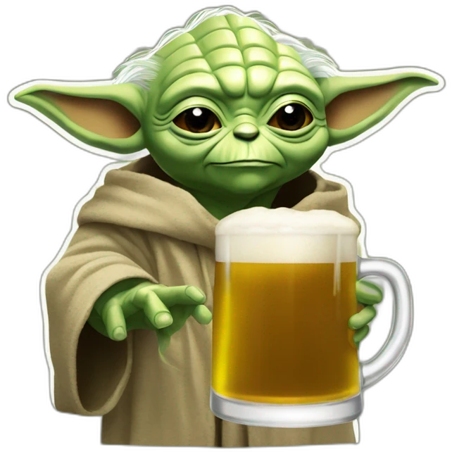 Yoda buvant une bière emoji