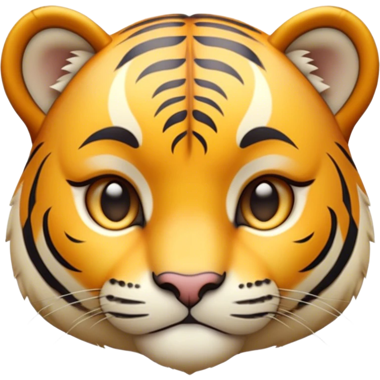 Cinematic Noble Tiger Cub Portrait Emoji, Poised with a hint of regal innocence, featuring a compact, soft build adorned with delicate stripes and large, expressive eyes, Simplified yet sharp and sophisticated features, highly detailed, glowing with a gentle, wild luminescence, high shine, intelligent and endearing, stylized with an air of youthful authority, focused and attentive, soft glowing outline, capturing the essence of a tiny jungle guardian that appears ready to pounce out of the screen with effortless charm! emoji