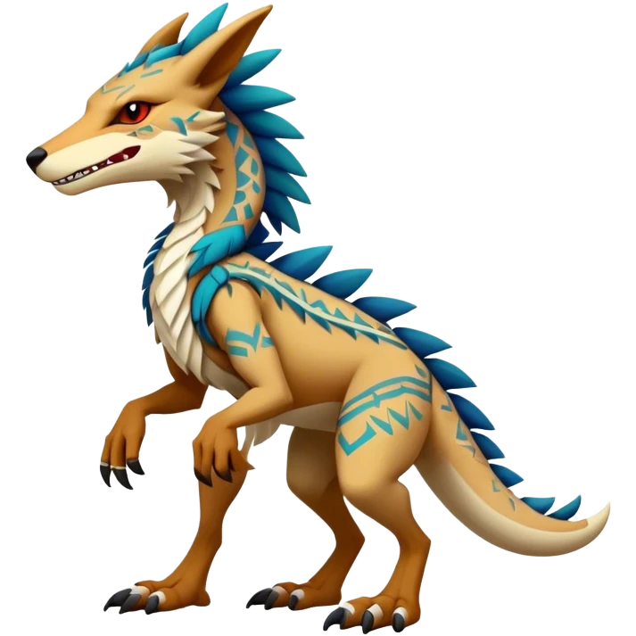 a colorful edgy cute vernid-sergal-fionbri-creature with tribal markings full body emoji