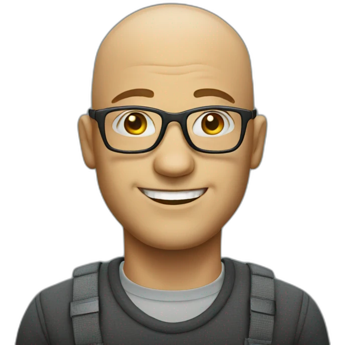Bald smiley man with glasses emoji