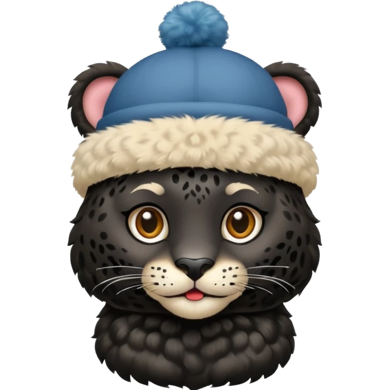 A black jaguar wearing a baby hat emoji