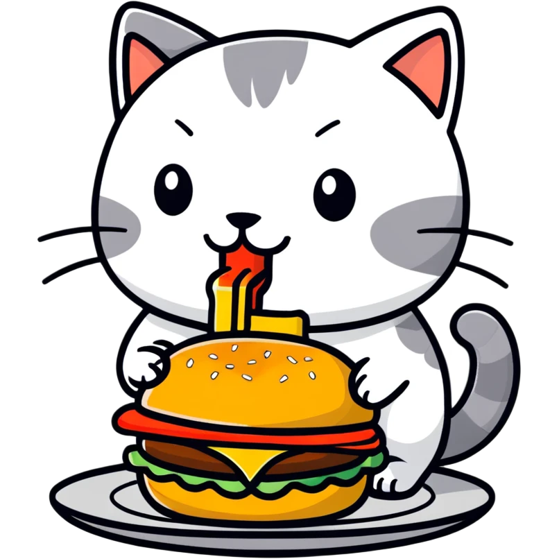 Cat eating burger  emoji