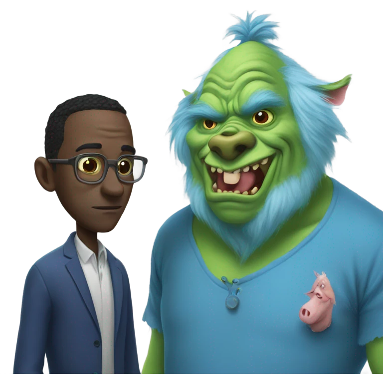 Pig man and blue grinch  emoji