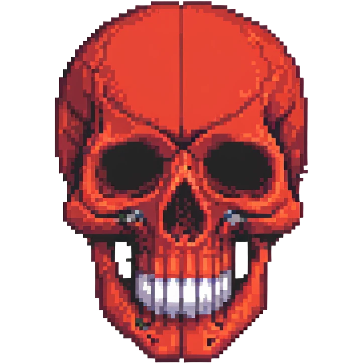 pixelated skull in red and black color scheme emoji