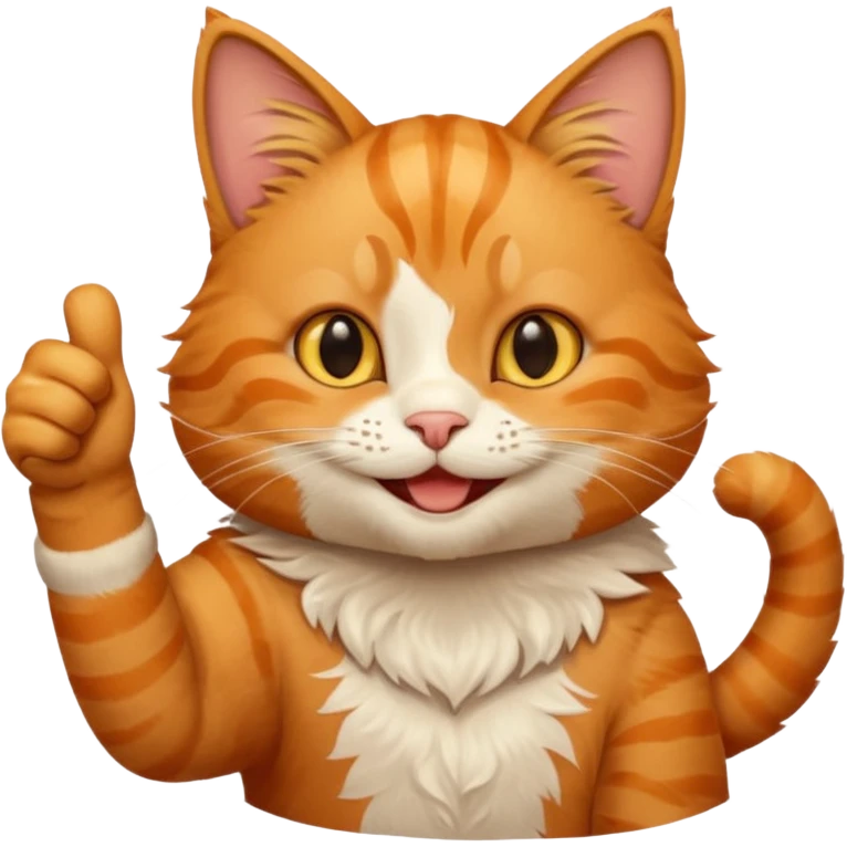 Cat smiling and giving thumbs up emoji
