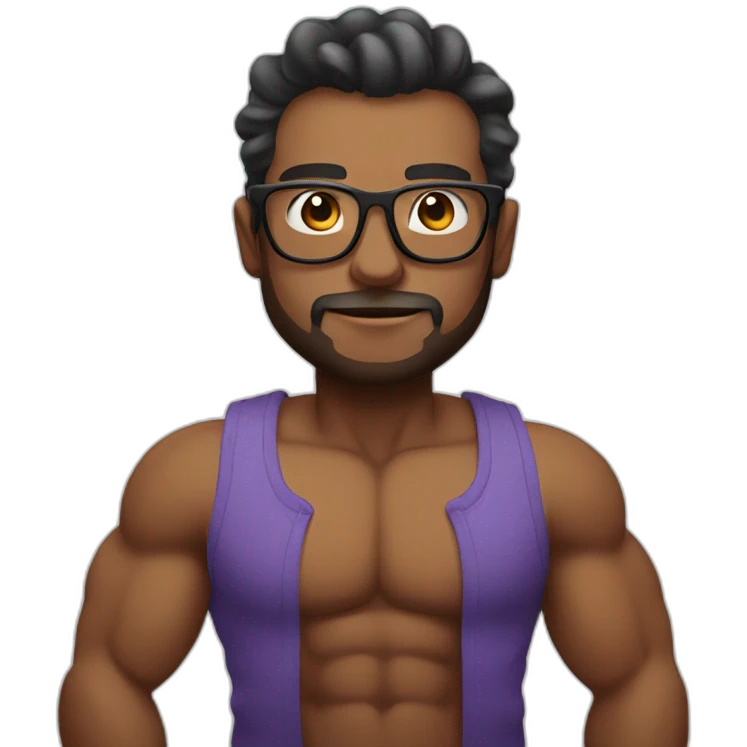 sleeveless man with big biceps and wearing a glasses emoji