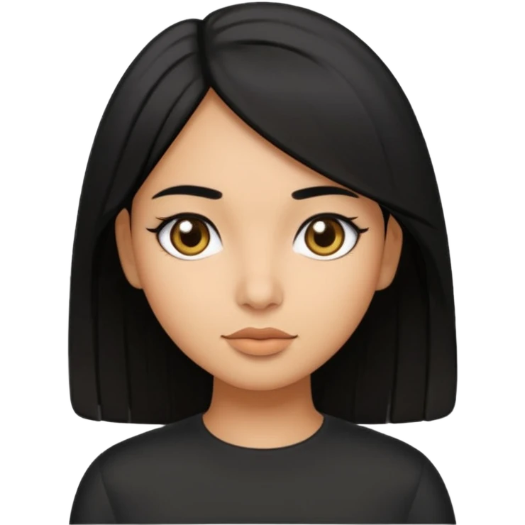 Olive skin girl with medium straight black hair  emoji