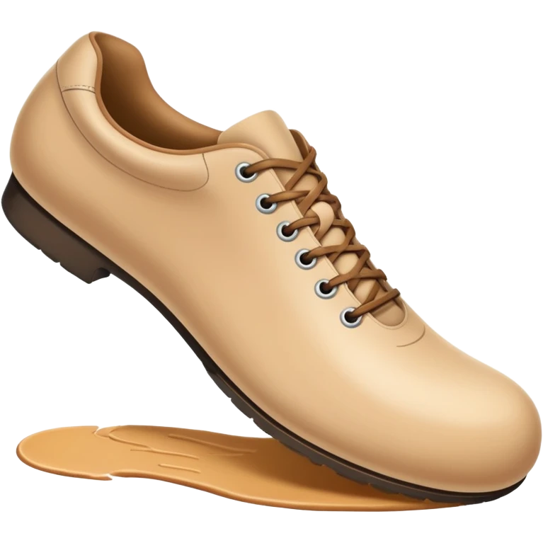 a full human leg with a sneakered foot pressing down on the ground. The shoe sole touches the floor, and directly beneath it a fresh shoe print is clearly visible. Rounded, glossy, smooth, soft shadows, white background.





 emoji