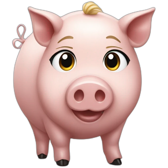 emmanuelle macron on the back of a pig emoji