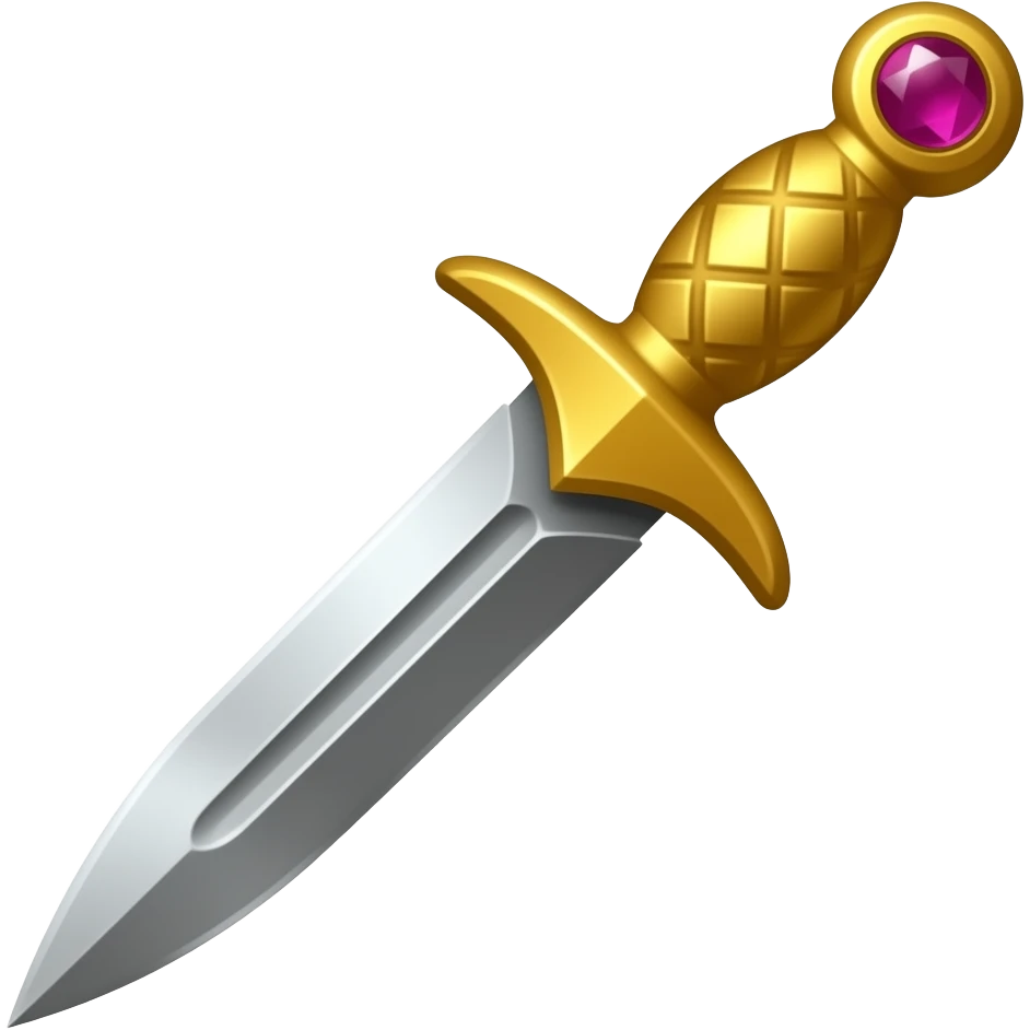 гострий  кинжал з тонким лезом  з вишуканою золотою рукояткою прикрашеною рубіном emoji