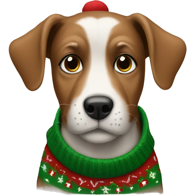 Dog wearing Christmas sweater emoji