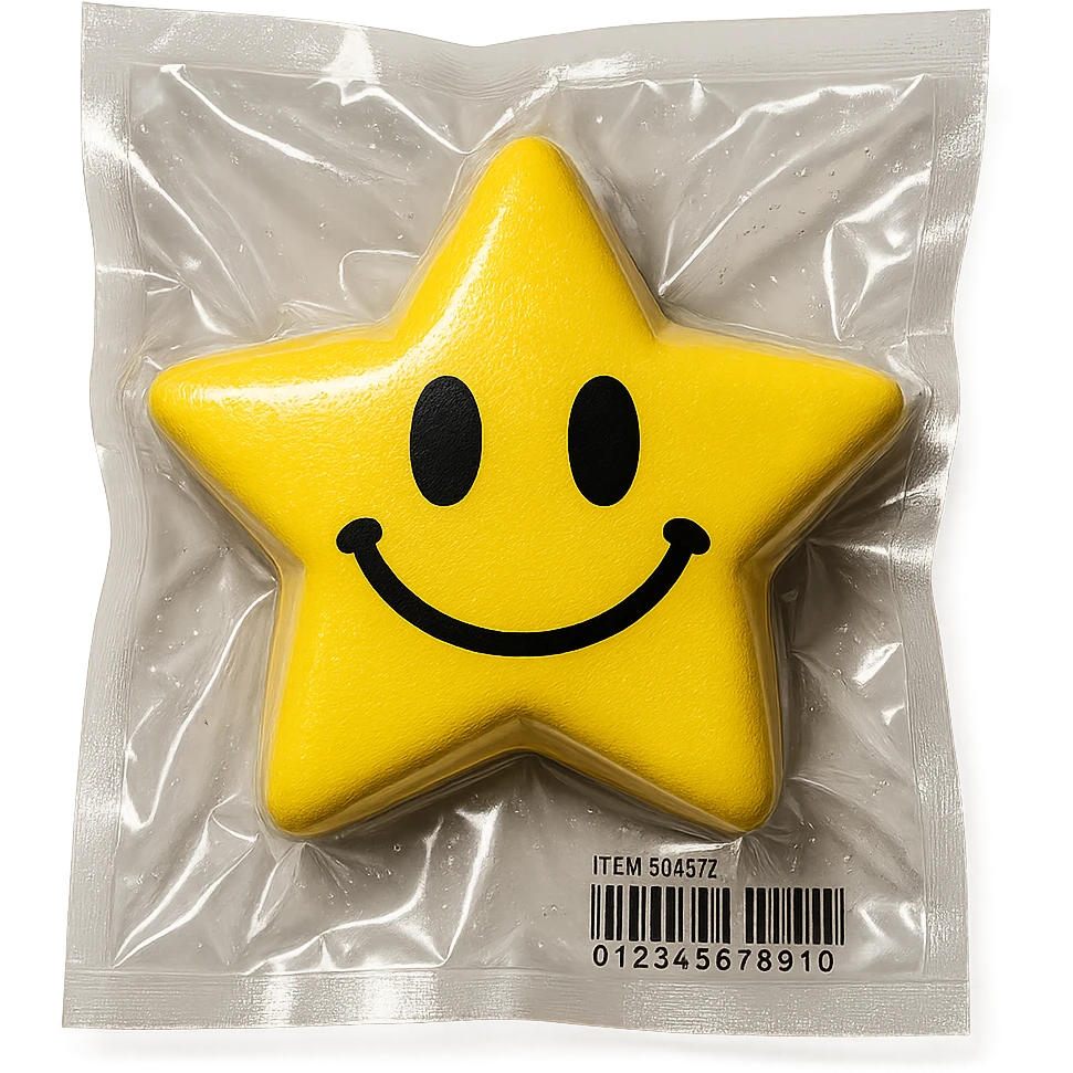 smiling star in vacuum-sealed style emoji