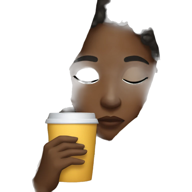 Black girl inside a blanket sipping coffee eyes closed emoji