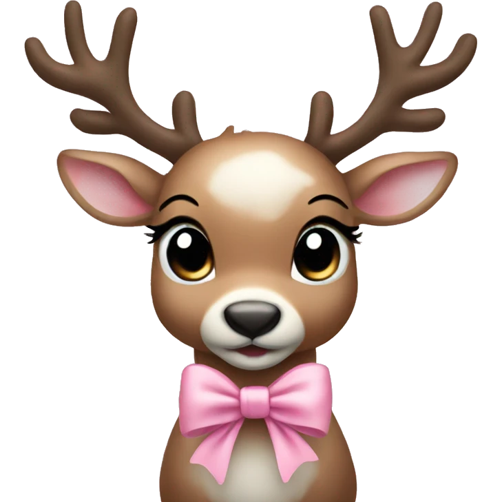 baby reindeer with a light pink bow emoji