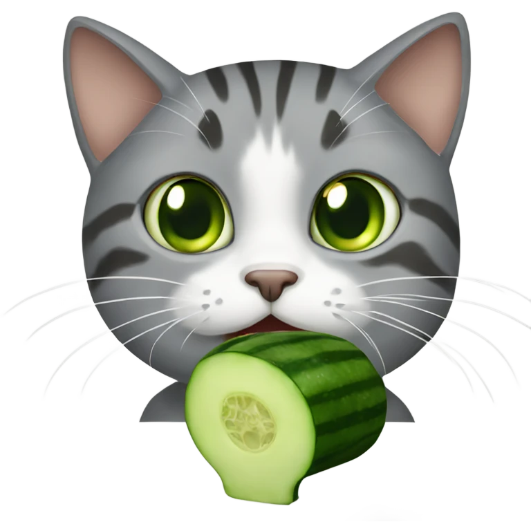 Cat eating a cucumber emoji