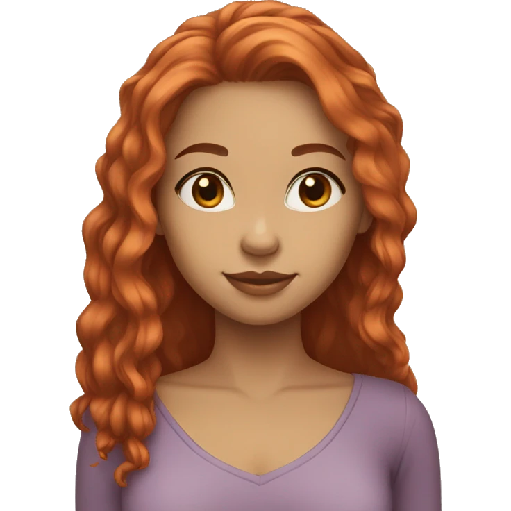 YOUNG LADY,LIGHT SKIN TONE, LARGE RED HAIR, STRAIGHT HAIR emoji