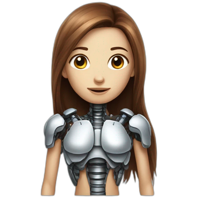Girl with long brown hair cyborg robot and mamouth trunk emoji