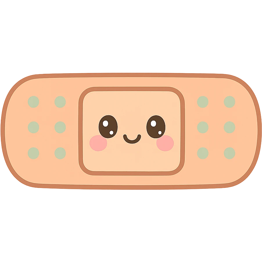 bandage with cute face, kawaii style emoji