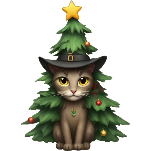 Christmas tree witch a cat in it emoji