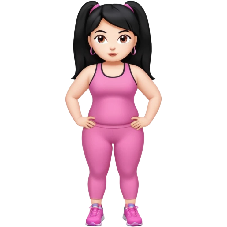 a pretty bratz fair fat girl in pink workout clothes and black hair emoji