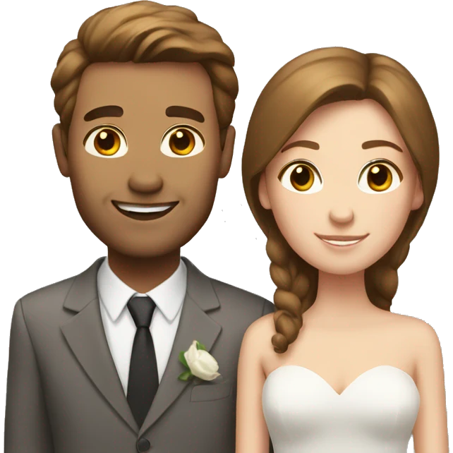 white couple with brown hair marries emoji