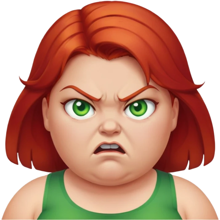 angry overweight girl with red hair and green eyes emoji