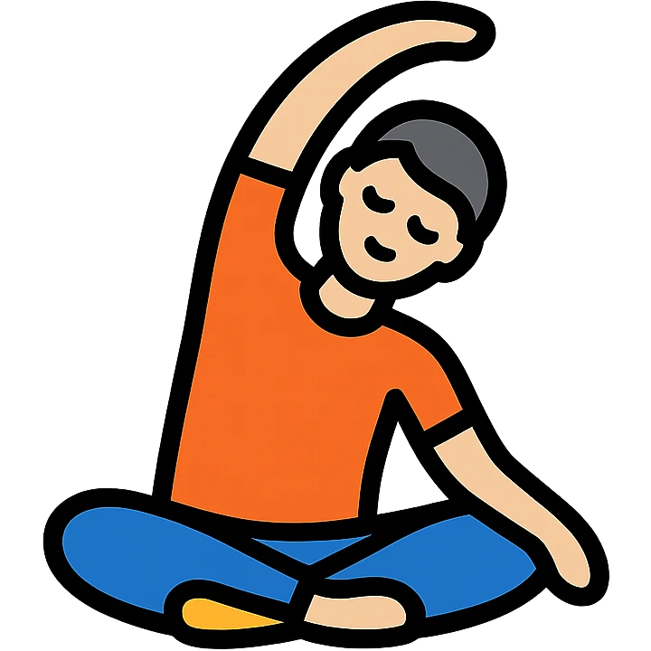 person doing yoga, stretching, calm, fitness, icon style, colorful emoji