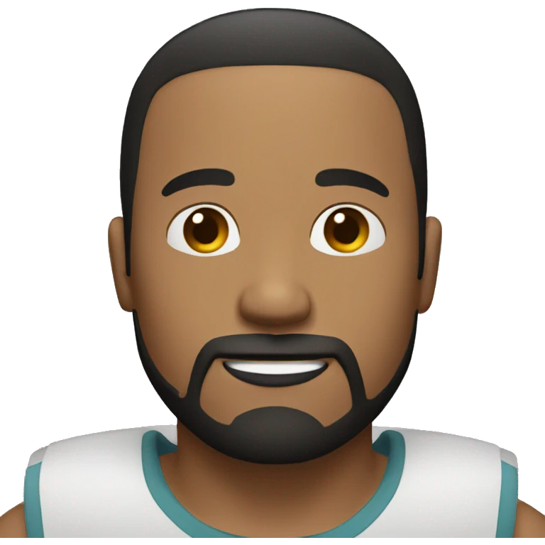full Man with short black hair and goatee beard emoji