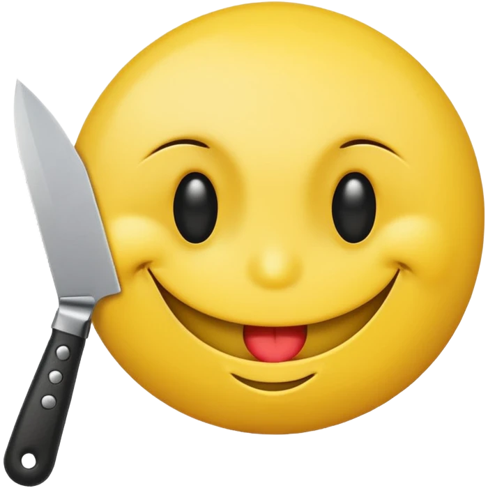 a mischievous smiley face with a knife through one eye, playful yet dark emoji
