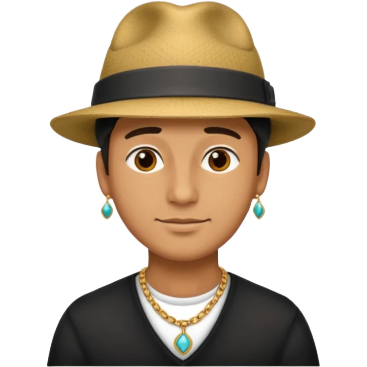 photo of a man's head wearing a hat and some neck accessories emoji
