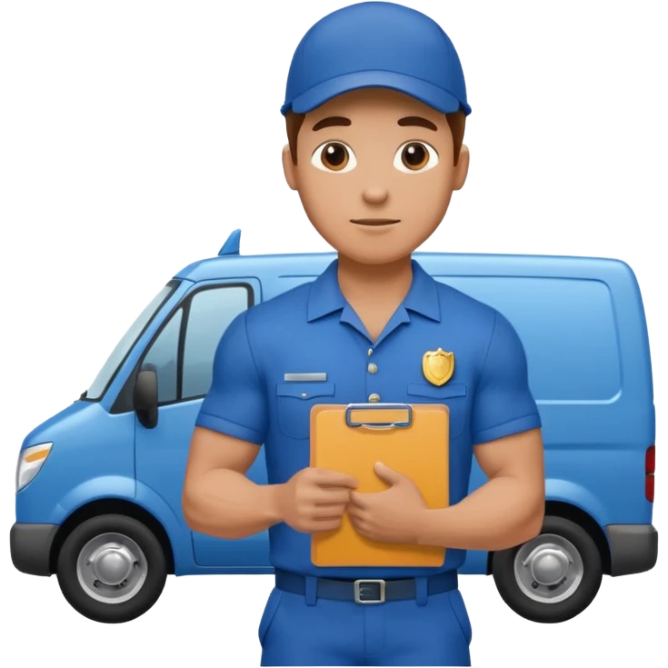 Apartment Mover, Van Loader + clipboard. emoji