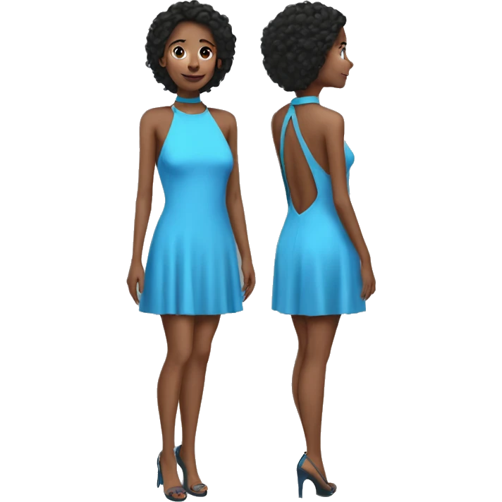 short blue halterneck open back dress emoji