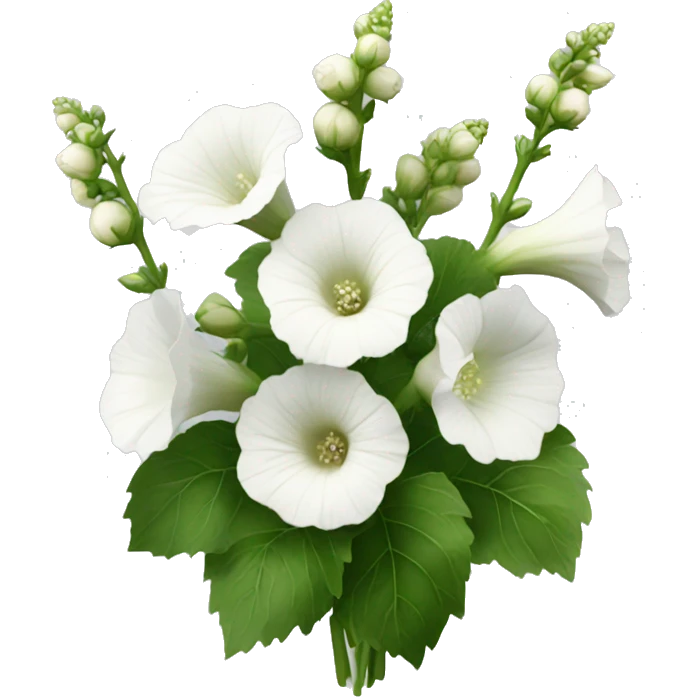 white hollyhocks bouquet  emoji