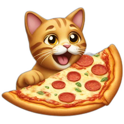 Cat eating pizza emoji