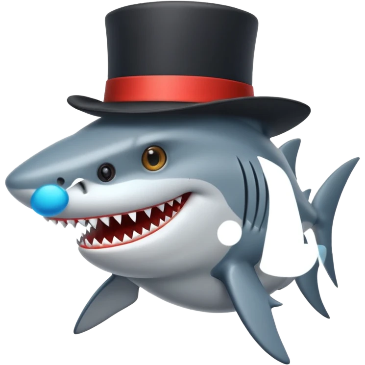 Shark with a top hat emoji